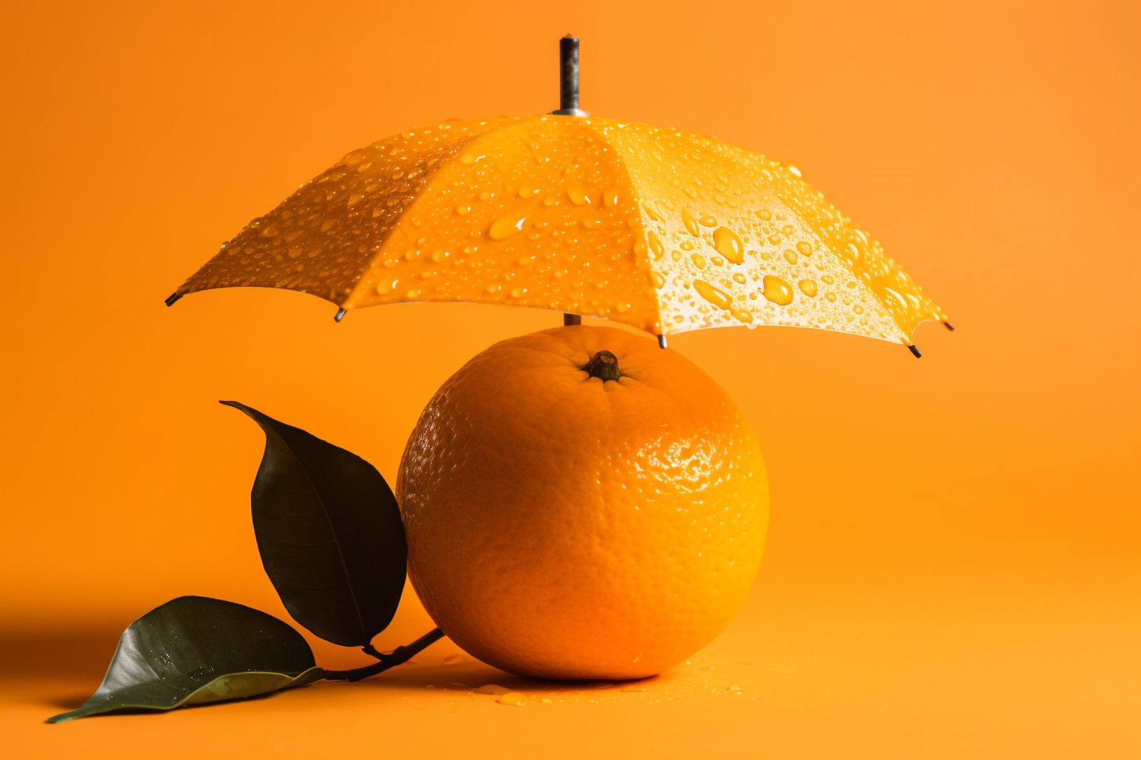tangerine-fruit-with-orange-umbrella-orange-background-summer-concept-ai-generative